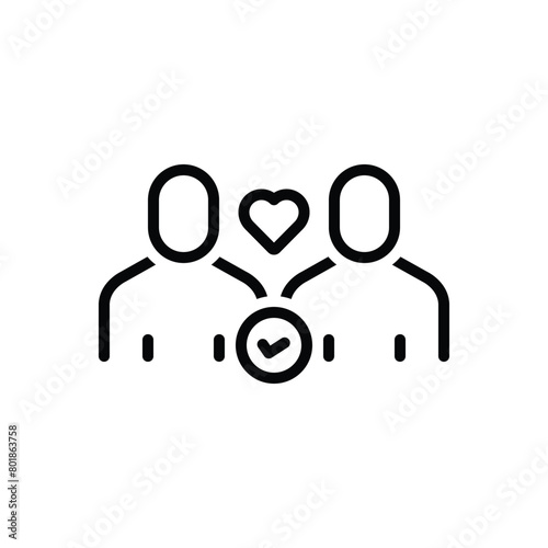 Black line icon for trust