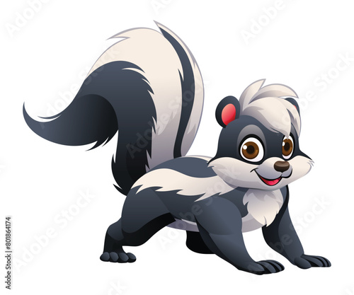 Cartoon skunk vector illustration isolated on white background
