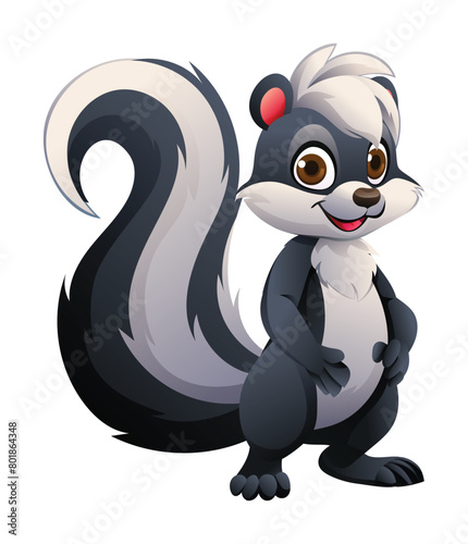Skunk cartoon vector illustration isolated on white background