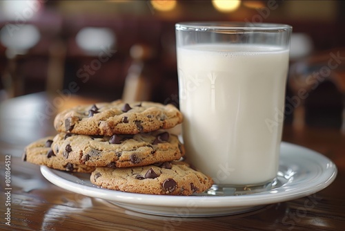 Biscuits with milk  chocolate chip cookies