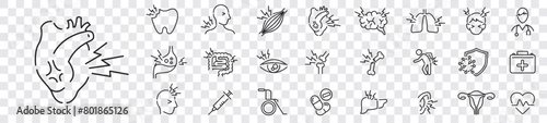 body pain editable stroke linear icons collection illustration Vector. 