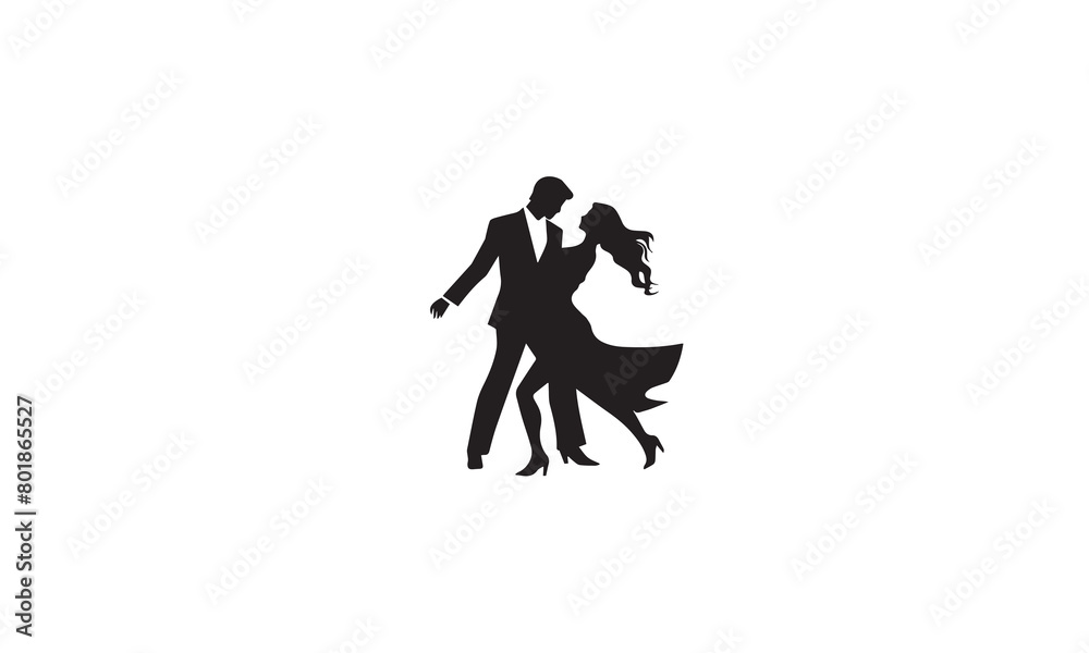 dancing couple logo black simple flat icon on white background
