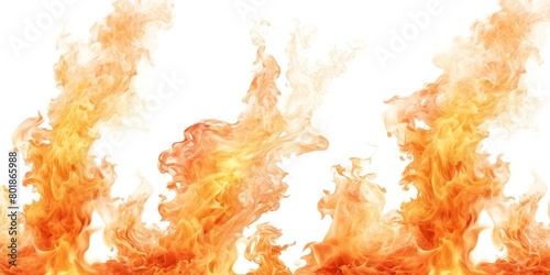 Fire flames isolated on white background. Abstract blaze fire flame texture.