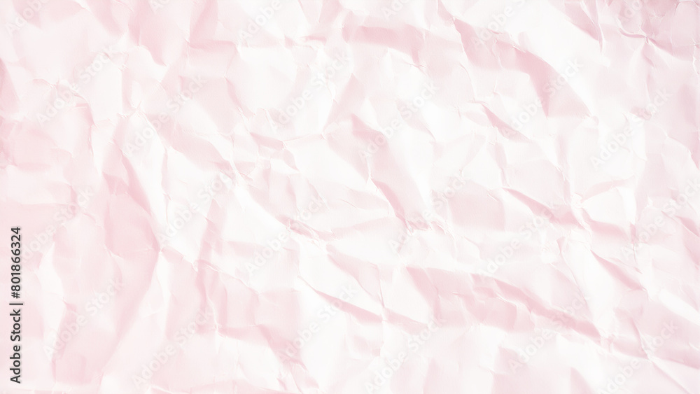 くしゃくしゃのかわいいピンク色の紙 - シワのあるシンプルな紙の背景素材 - 16:9