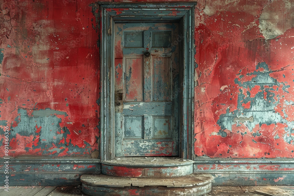 Naklejka premium Distressed elements, and worn-out appearance paint a vivid portrait of the passage of time, showcasing the beauty that emerges from decay