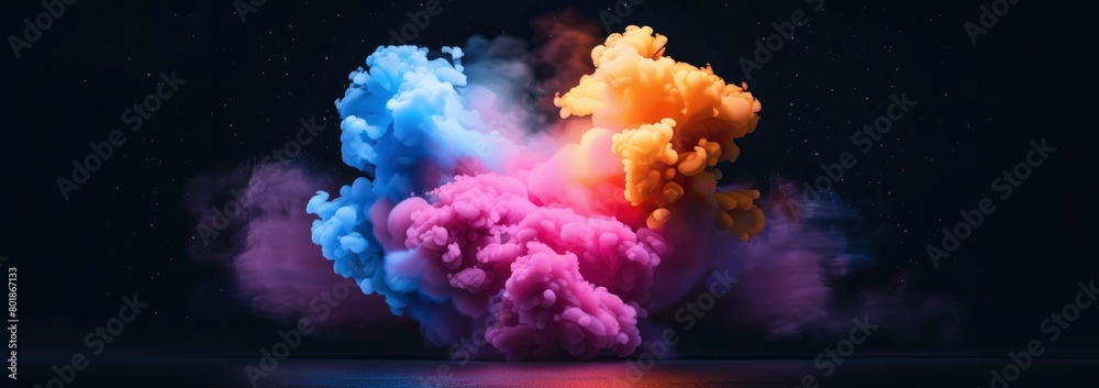 colorful smoke explosion on black background