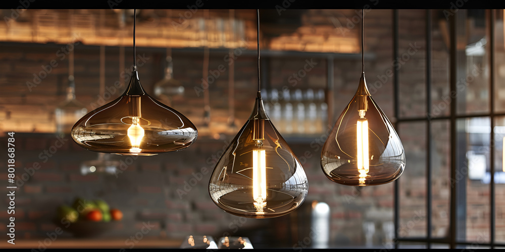 There are three lights hanging from the ceiling in a living room There are three lights hanging from the ceiling in a living room
