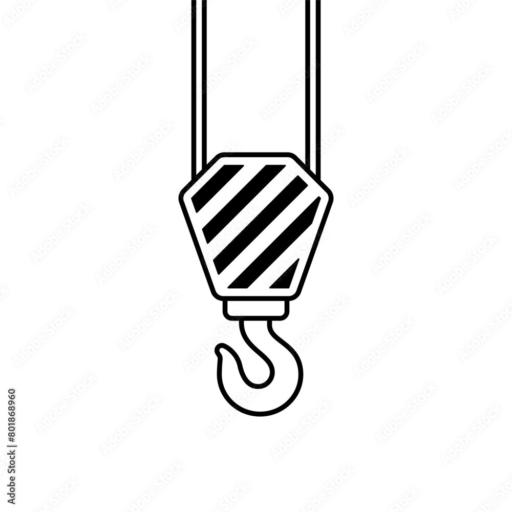 Crane hook line icon isolated on white background Crane hook line icon isolated on white background