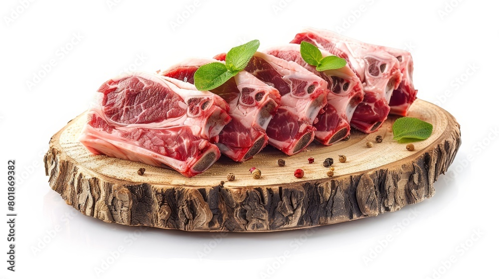 Artistic presentation of pork and lamb shanks on wooden board under studio lighting Artistic presentation of pork and lamb shanks on wooden board under studio lighting