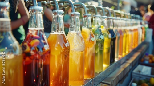 A vendor sells nonalcoholic beer offering a variety of flavors including fruity and traditional options to cater to all tastes.