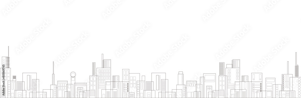 Obraz premium 【PNG透過】高層ビルが立ち並ぶ都会の街並み風景