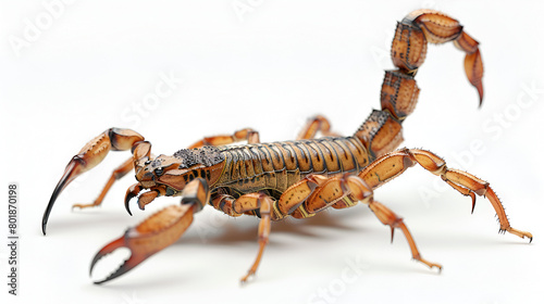 scorpion ready to strike isolated on white, generative ai