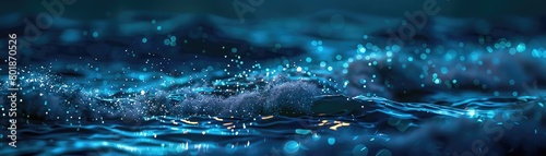 Midnight swim in a sea of bioluminescent waves  each stroke igniting bursts of oceanic sparkles