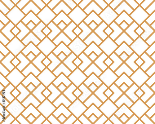 The geometric pattern with lines. Seamless vector background. White and golden texture. Graphic modern pattern. Simple lattice graphic design