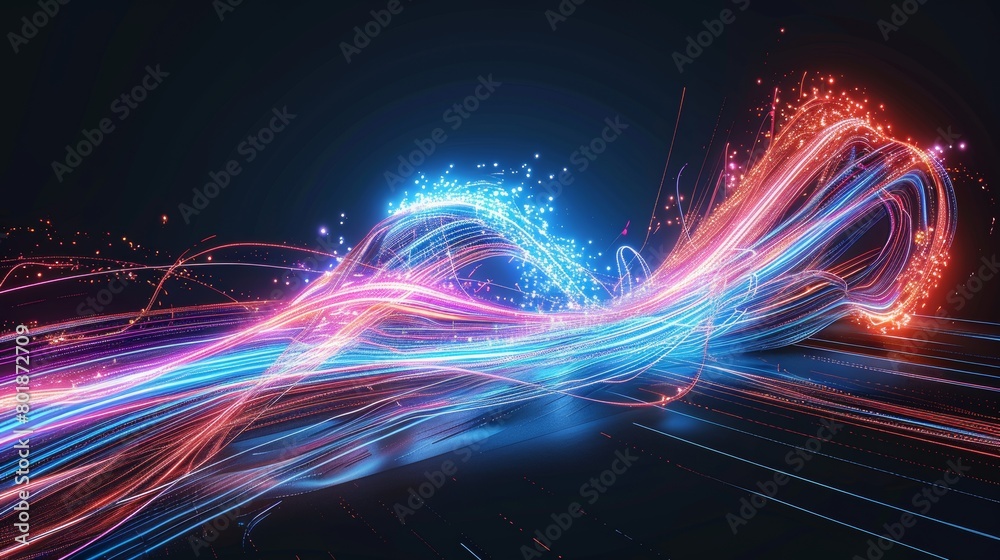 beautiful neon colored magic spark line abstract background