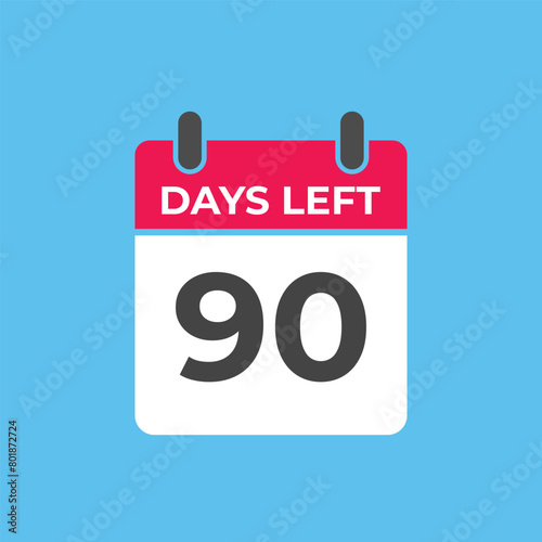 90 days to go countdown template. 90 day Countdown left days banner design. 90 Days left countdown timer