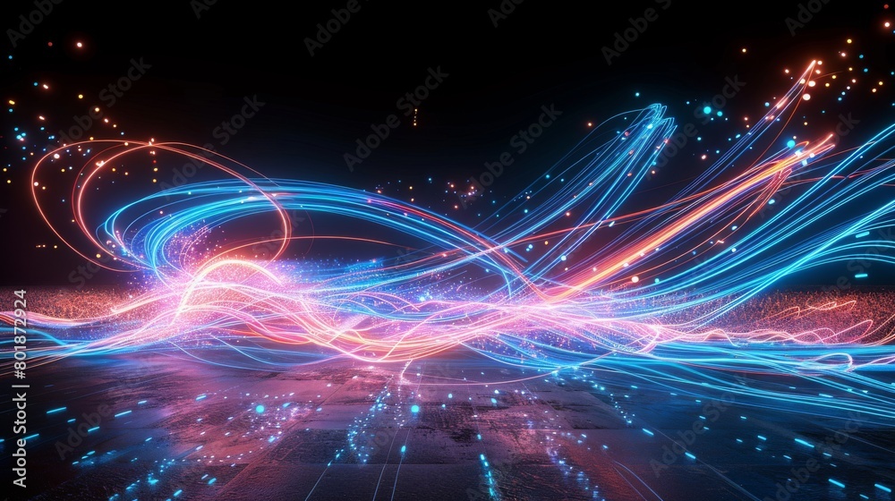beautiful neon colored magic spark line abstract background