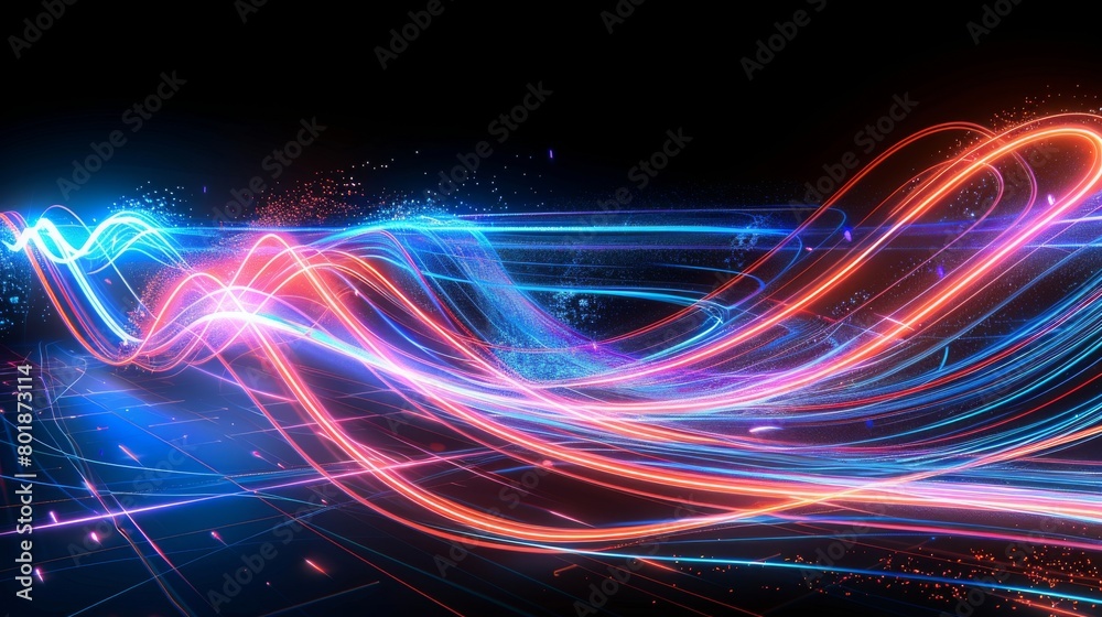 Fototapeta premium beautiful neon colored magic spark line abstract background