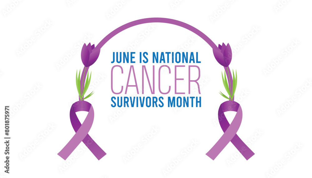 National Cancer Survivors Month observed every year in June. Template for background, banner, card, poster with text inscription. National Cancer Survivors Month observed every year in June. Template for background, banner, card, poster with text inscription.