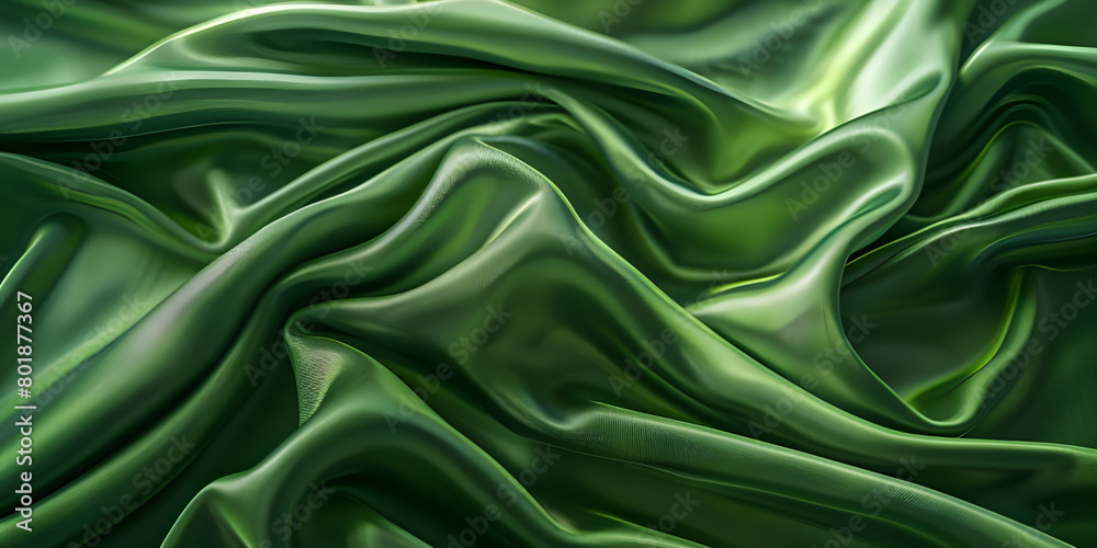 Wavy green cloth fabric texture background
