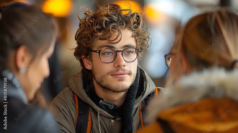 Obraz premium Comfortable and Inviting Group Interaction with Selective Focus