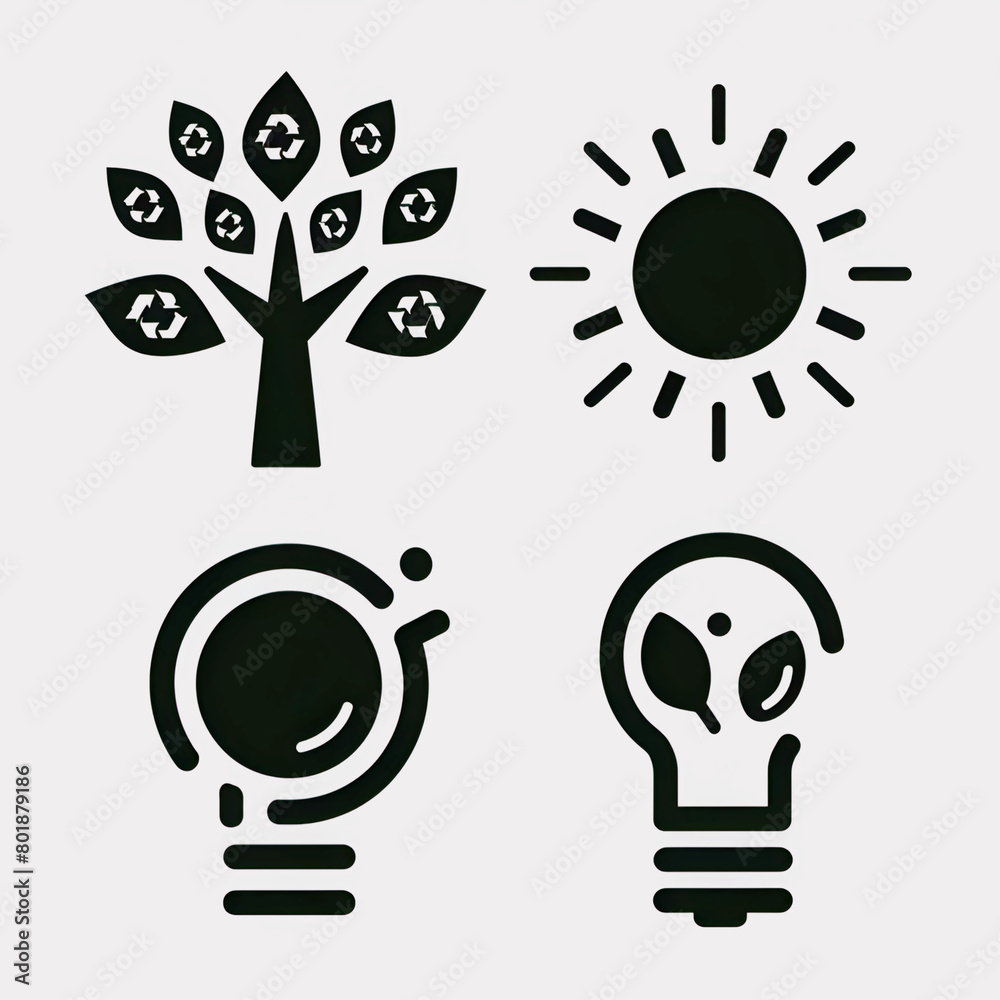 a collection of eco-friendly icons. AI generated a collection of eco-friendly icons. AI generated