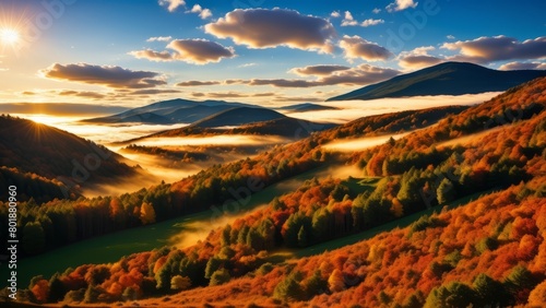 Mystical Autumn Fog in Black Forest, Germany - Enchanting Landscape with Rising Fog. Creative, AI Generated © DEER FLUFFY