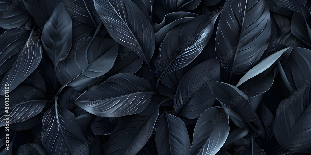 Black Tropical Leaves background Black Tropical Leaves background