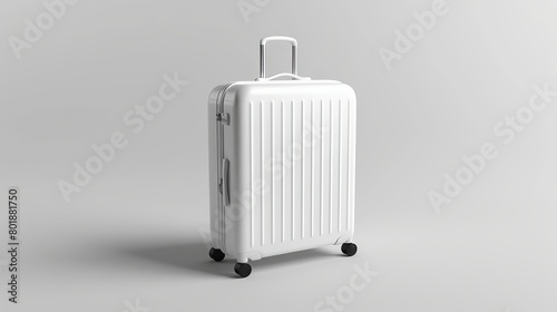 white travel bag, suitcase, on white isolated background, product photography
