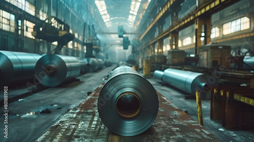 roll of steel sheet in factory, generative ai
