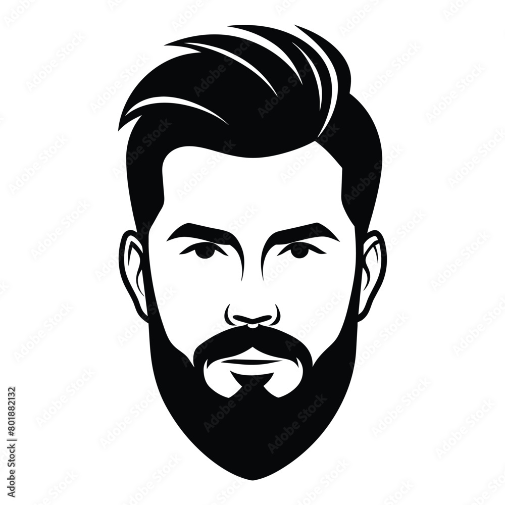 A young man's head without shoulders, with a beautiful barber beard A young man's head without shoulders, with a beautiful barber beard