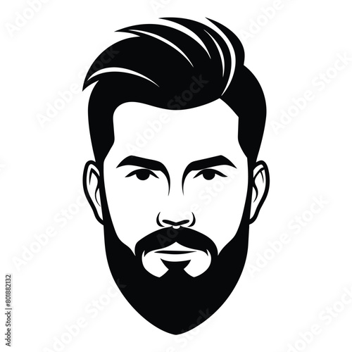 A young man's head without shoulders, with a beautiful barber beard