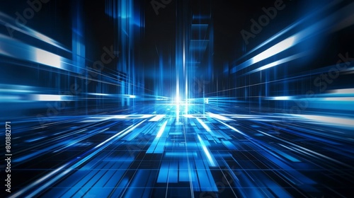 shining blue glowing abstract futuristic technology background © fledermausstudio