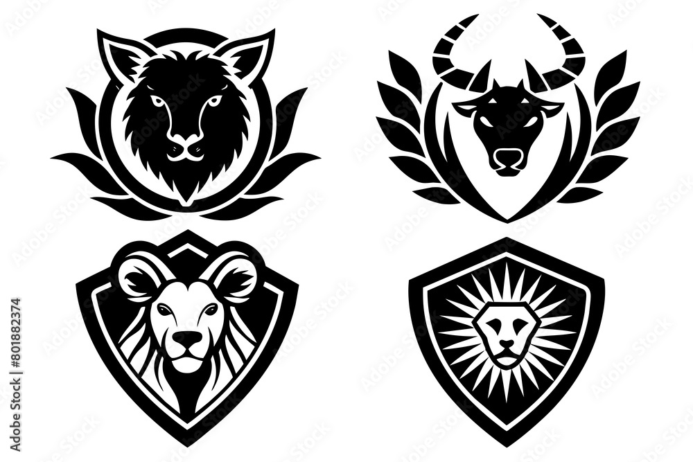 Fototapeta premium Animals logos collection. Animal logo set. Isolated on White background
