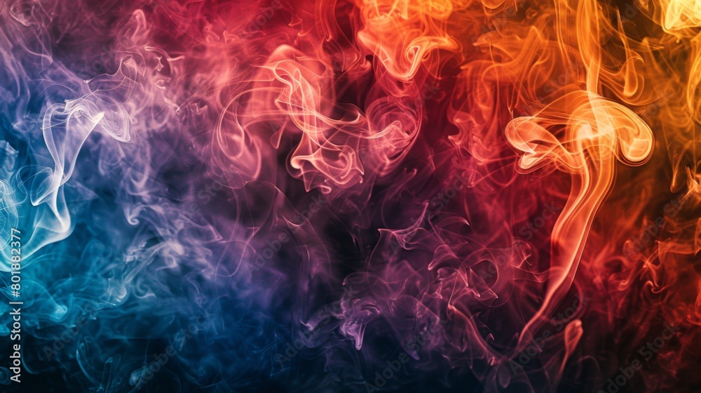 A surreal composition of colorful cigarette smoke forming intricate patterns against a contrasting background.