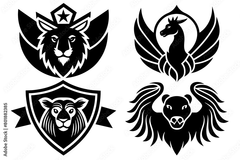 Fototapeta premium Animals logos collection. Animal logo set. Isolated on White background