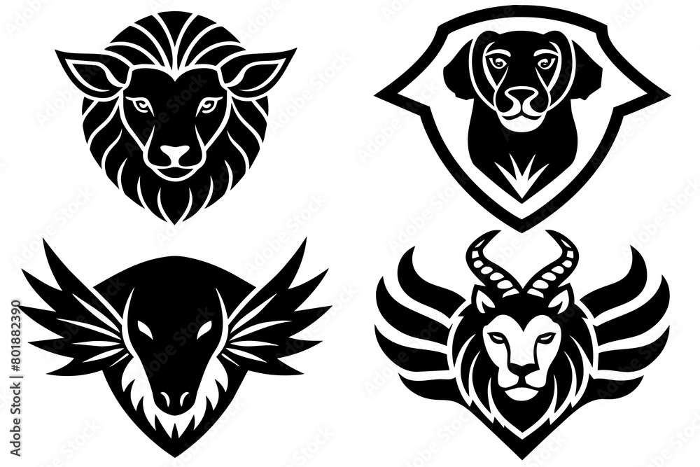 Obraz premium Animals logos collection. Animal logo set. Isolated on White background