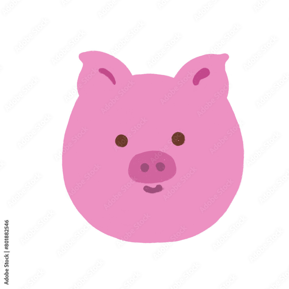 Cute pig pencil color illustration