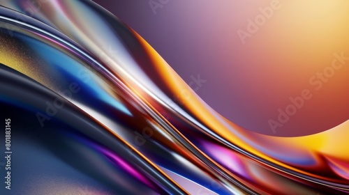 Smooth colorful wave lines on blue neon color light background