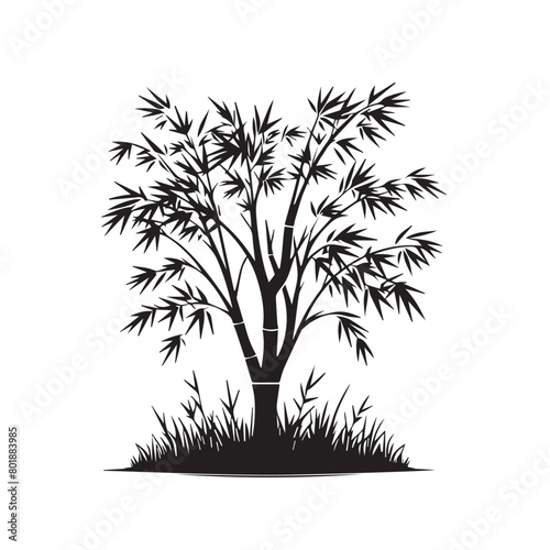 Vector set of bamboo trees silhouette with simple silhouette design style