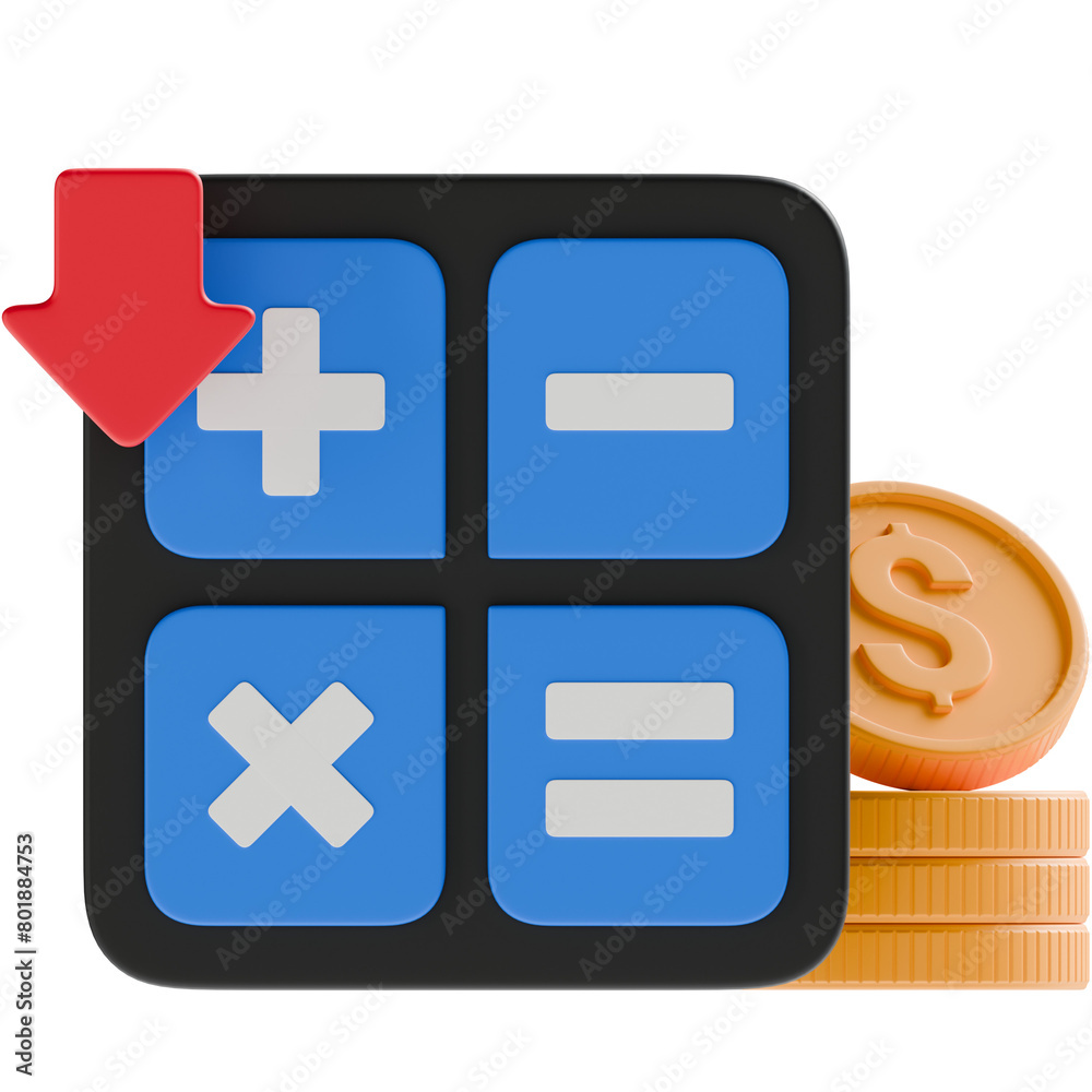 Fototapeta premium Deficit Calculation 3D Icon