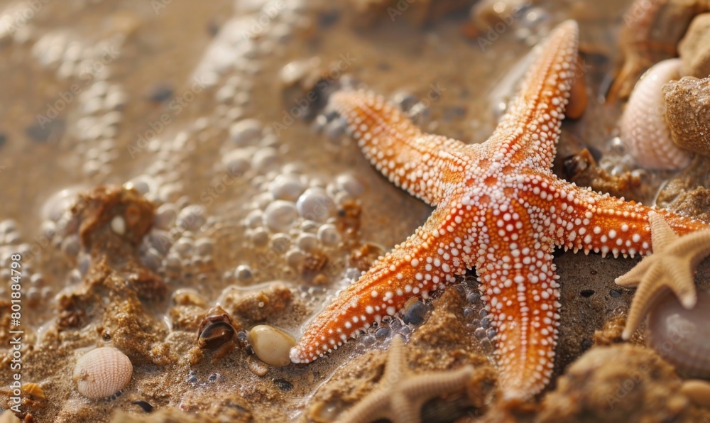 starfish on the sand at the beach. starfish on the sand at the beach.