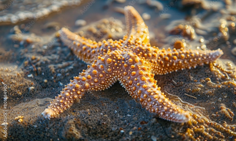 starfish on the sand at the beach. starfish on the sand at the beach.