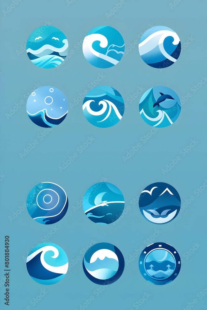 Stylish Wave Inspired Story Icons with Cool Blue Palette Stylish Wave Inspired Story Icons with Cool Blue Palette