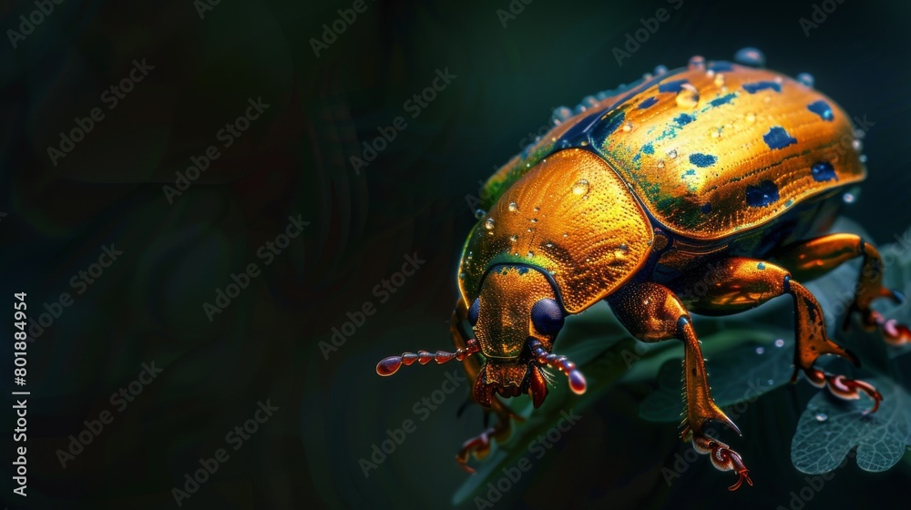 An artistic composition of a golden tortoise beetle against a dark background, highlighting its luminous metallic shell. An artistic composition of a golden tortoise beetle against a dark background, highlighting its luminous metallic shell.