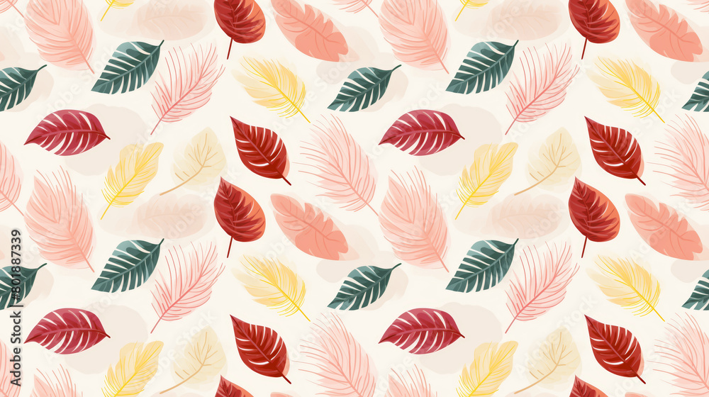A seamless watercolor pattern with hand-painted leaves. A seamless watercolor pattern with hand-painted leaves.