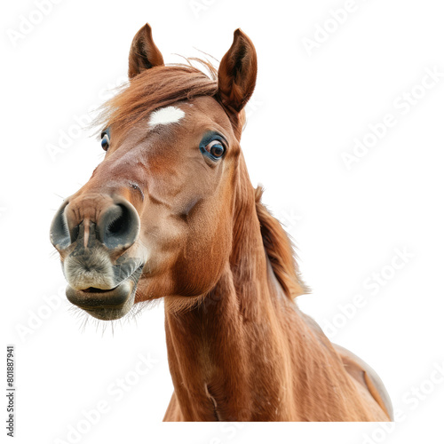 Shocked horse face isolated on transparent background