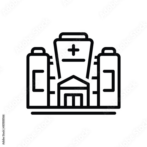 Black line icon for hospital