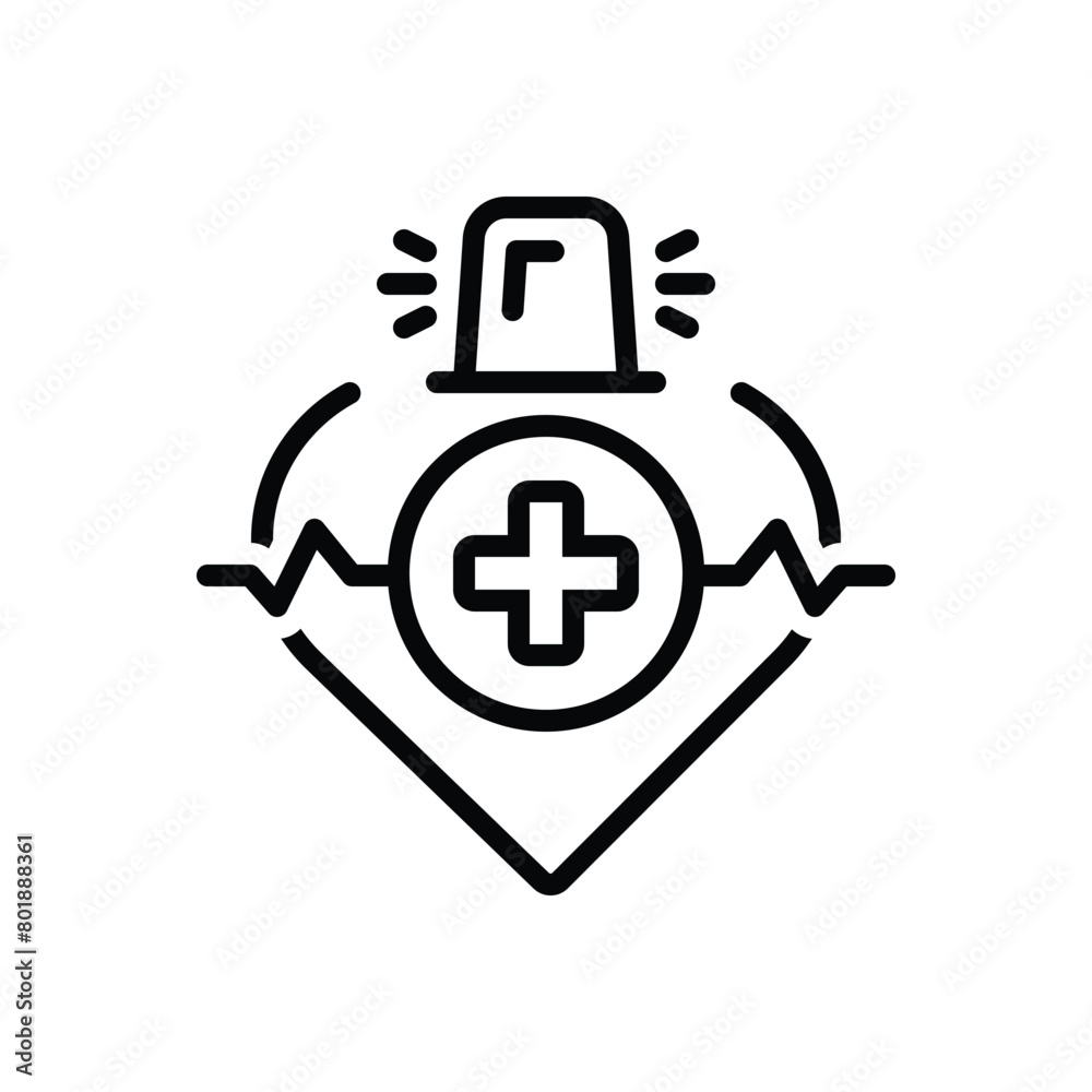 Black line icon for medical alert Black line icon for medical alert
