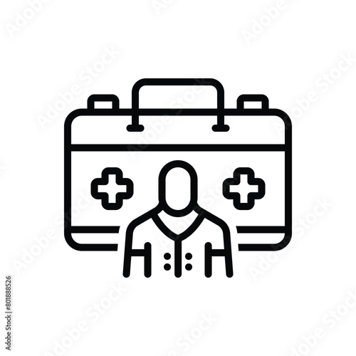 Black line icon for paramedics